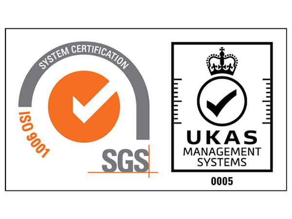 ISO9001：2015認証取得のマーク（SGS社）